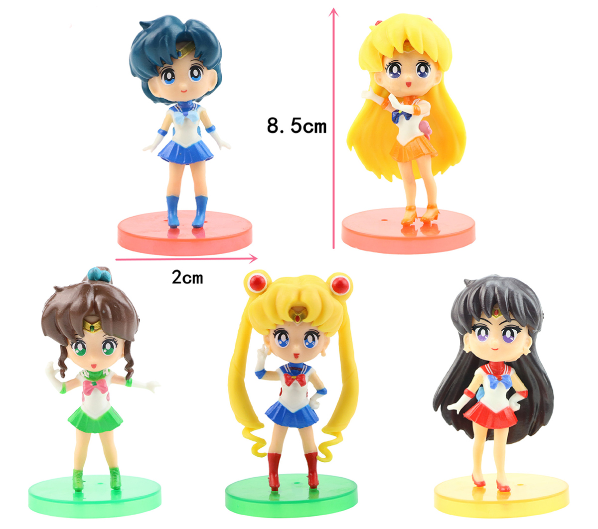 Bộ sưu tập đồ chơi 5 mô hình Thủy thủ Mặt Trăng - Sailor Moon cao 8.5 cm (Mẫu 02)