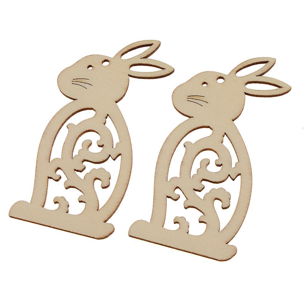 20 Pieces Unfinished Wood Hollow Rabbit Shape Wooden Pieces Embellishment for Kids Handmade Crafts 100mm