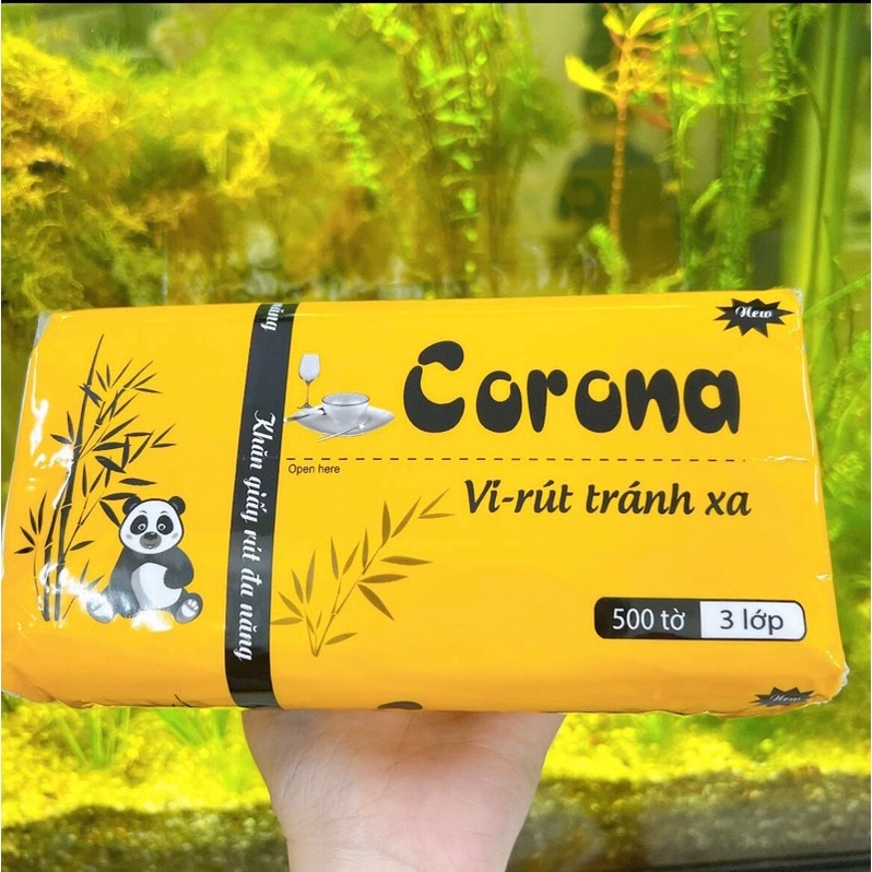 Khăn giấy rút lụa Corona siêu dày, mịn gói 500tờ