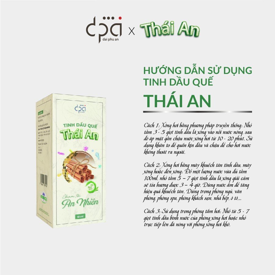 Tinh dầu Quế Thái An - Đạt chứng nhận ISO toàn cầu 13485 - Tinh dầu Xông Hương Kháng Khuẩn, Làm Ấm Cơ Thể, Cải Thiện Giấc Ngủ, Relax Thư Giãn