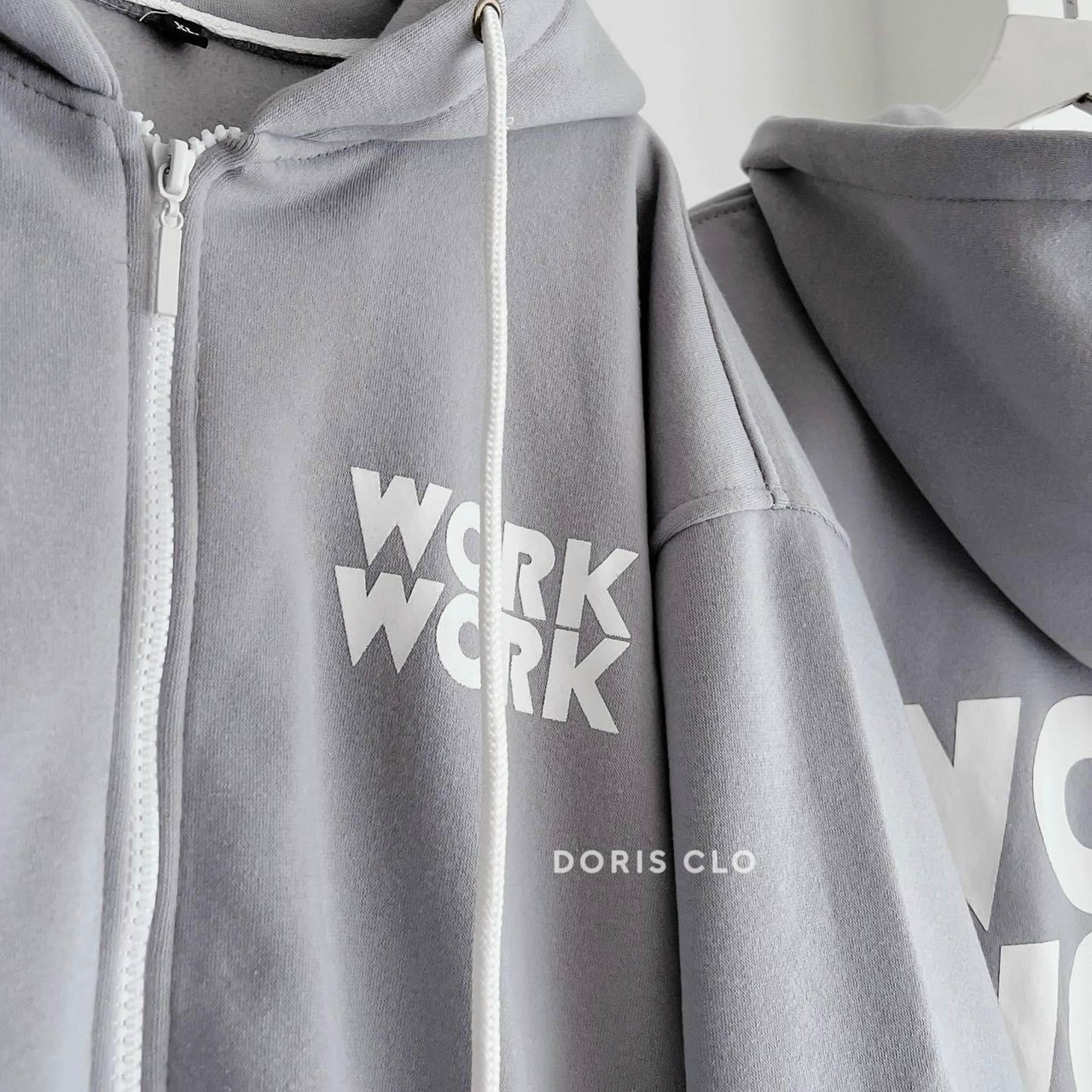 Áo khoác nỉ lót bông form rộng WORK unisex (nam nữ mặc được), Áo hoodie nỉ WORK ( ảnh thật chụp tại shop), ÁO HOODIE CHỮ WORK, Áo khoác nỉ cotton WORK, áo khoác hoodie zip chống nắng mặc ấm