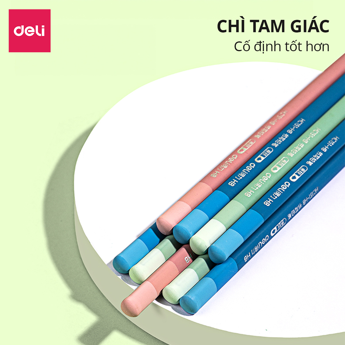 Hộp 10 Bút Chì 2B Paste Deli - Chì Đen Viết Mượt Dễ Tẩy Xóa Văn Phòng Học Sinh Tập Ghi Viết Vẽ Tranh Làm Bài Kiểm Tra