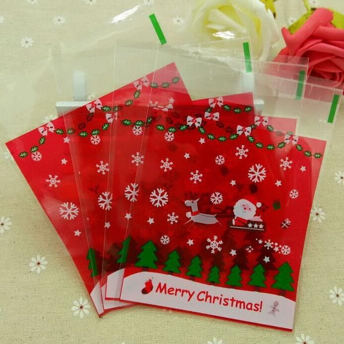 Set 100 túi đựng quà bánh kẹo dễ thương xinh xắn kiểu Giáng sinh