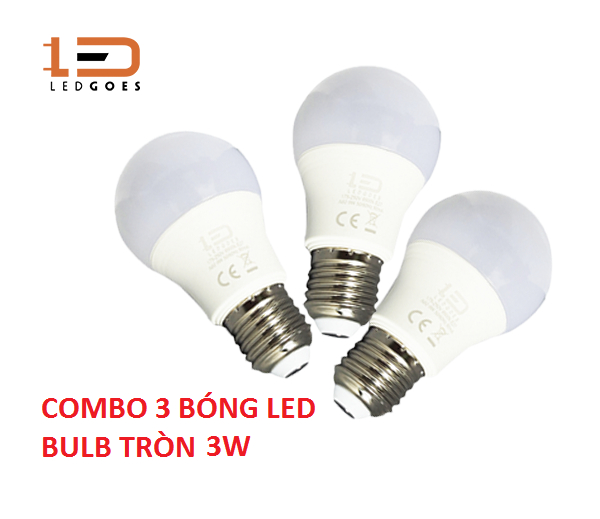 COMBO 3 Bóng đèn LED bulb tròn LEDGOES 3W