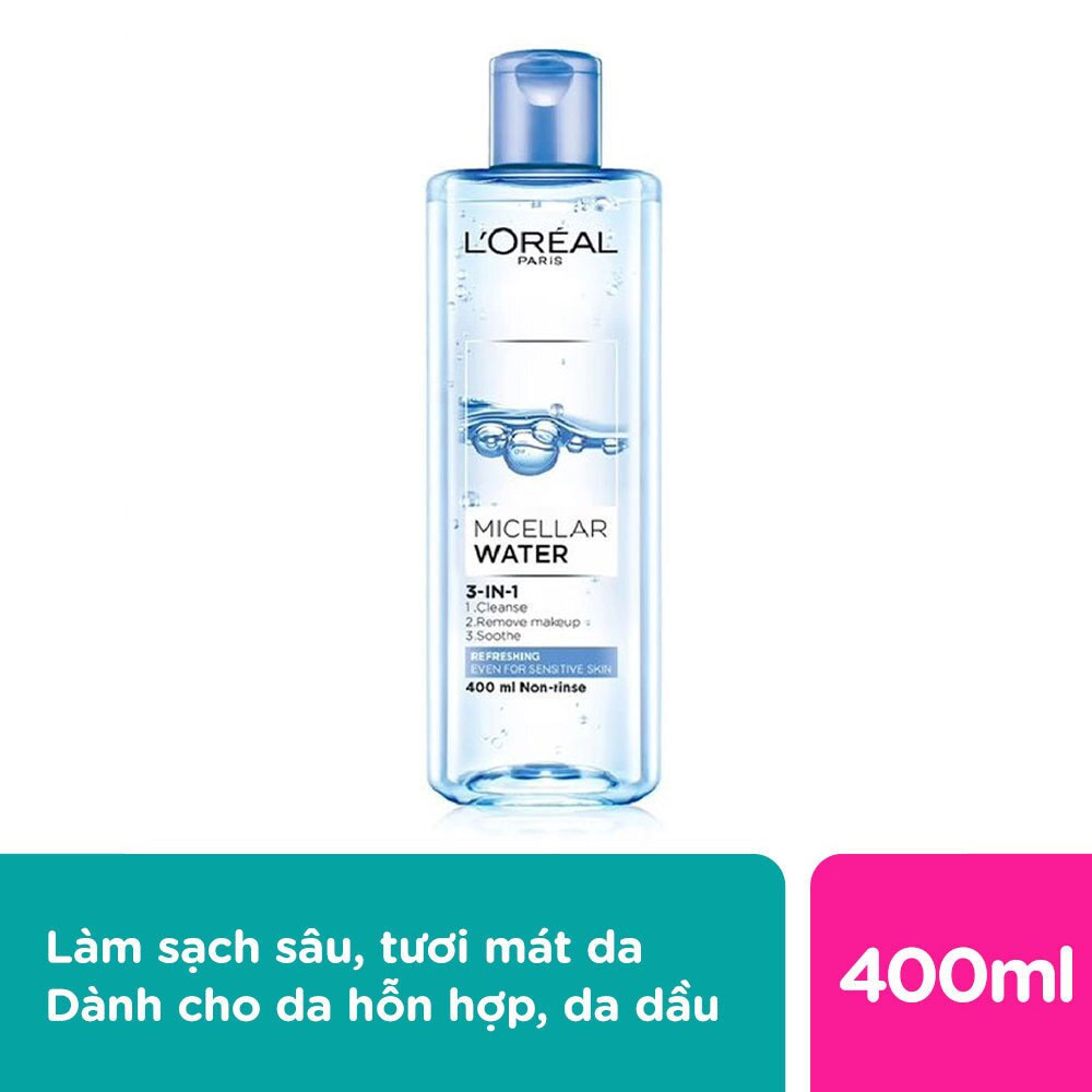 Tẩy Trang L'Oreal Paris Skincare Make Up Remover Micellar Refreshing Tươi Mát 400ml