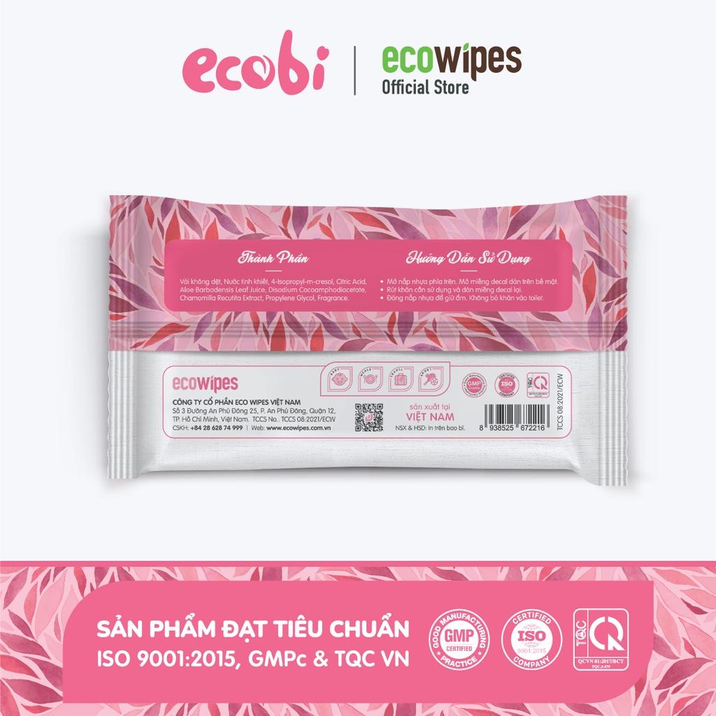 Thùng 24 gói khăn ướt cho bé Ecowipes Ecobi gói 80 tờ Hương dịu nhẹ không cồn không paraben an toàn cho trẻ sơ sinh