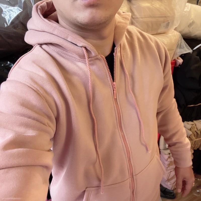 Áo hoodie zipper unisex 2T Store HZ03 màu hồng ruốc
