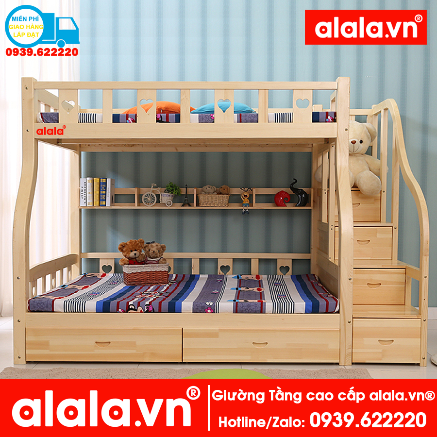 Giường Tầng ALALA trên 1m4x2m, dưới 1m6x2m - Thương hiệu alala.vn - ALALA103