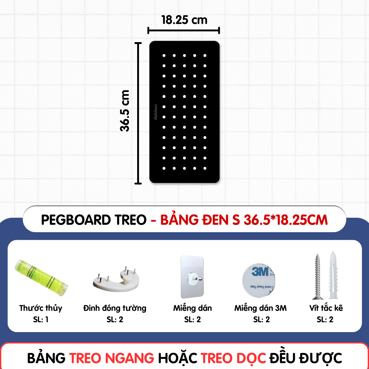 Bảng lỗ Pegboard Dola Home kim loại cao cấp treo tường. Bảng treo trang trí decor nhà cửa, góc làm việc