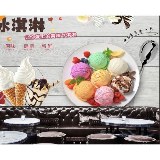 Tranh dán tường Tranh tiệm kem vui vẻ, tranh dán tường 3d hiện đại MS932119
