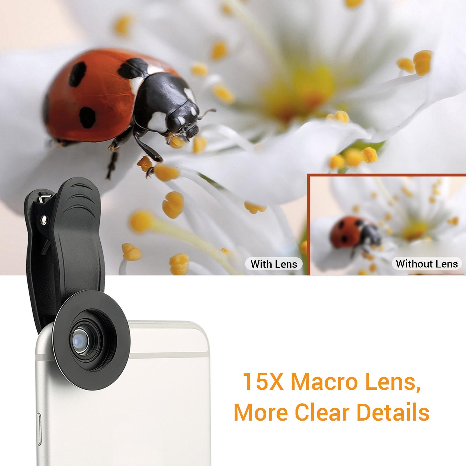 Ống kính máy ảnh điện thoại thông minh 2 trong 1 5K HD 0,45X Góc rộng với Kẹp đa năng Tương thích với iPhone