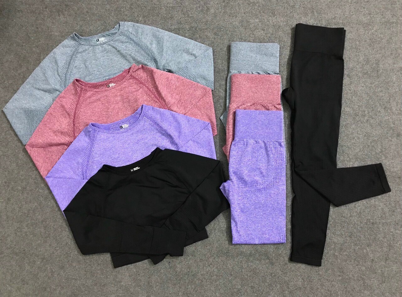 Áo Quần Tập Yoga Gym Nữ Dệt Kim Dài Tay