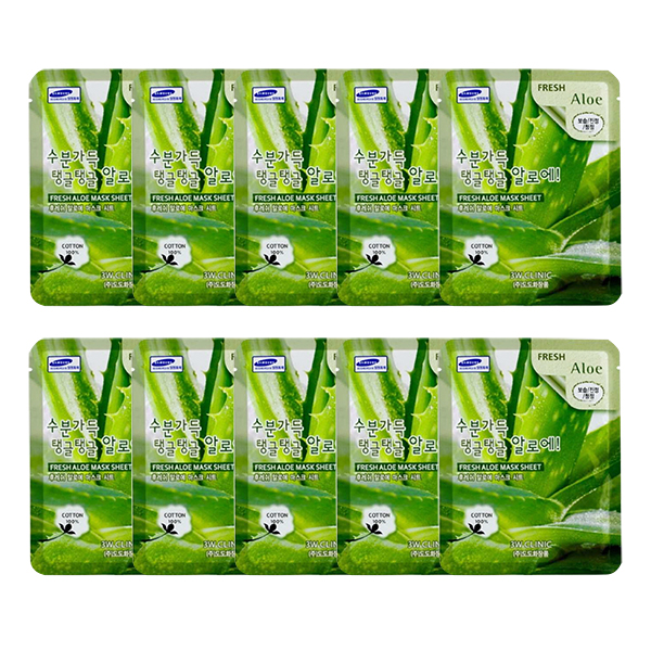 Combo 10 Gói Mặt Nạ Dưỡng Ẩm Da Chiết Xuất Nha Đam 3W Clinic Fresh Aloe Mask Sheet