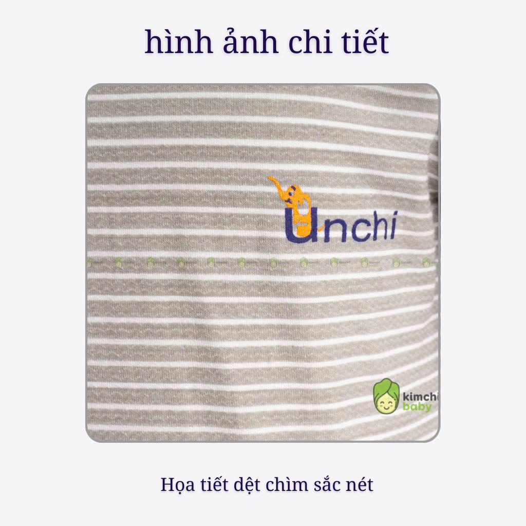 Đồ Bộ Bé Gái, Bé Trai UNCHI Vải Modal Gỗ Sồi Hoạ Tiết Kẻ Ngang, Quần Áo Sơ Sinh Thu Đông Cho Bé UNTD2108