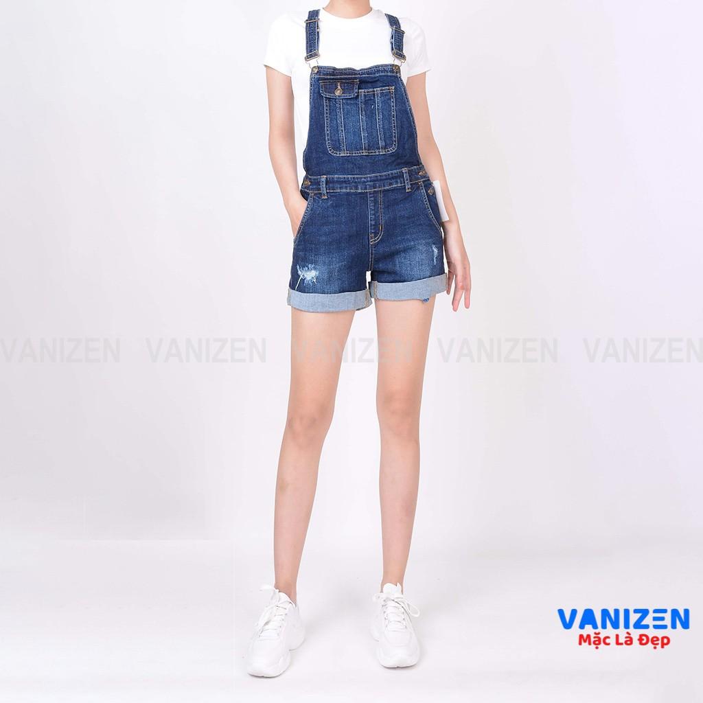 Quần short yếm jean nữ ngắn đẹp lưng cao cạp cao rách hàng hiệu cao cấp mã 453 VANIZEN