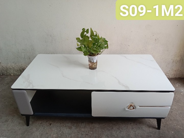 Bàn trà sofa Tundo mặt đá nhập khẩu vân xám