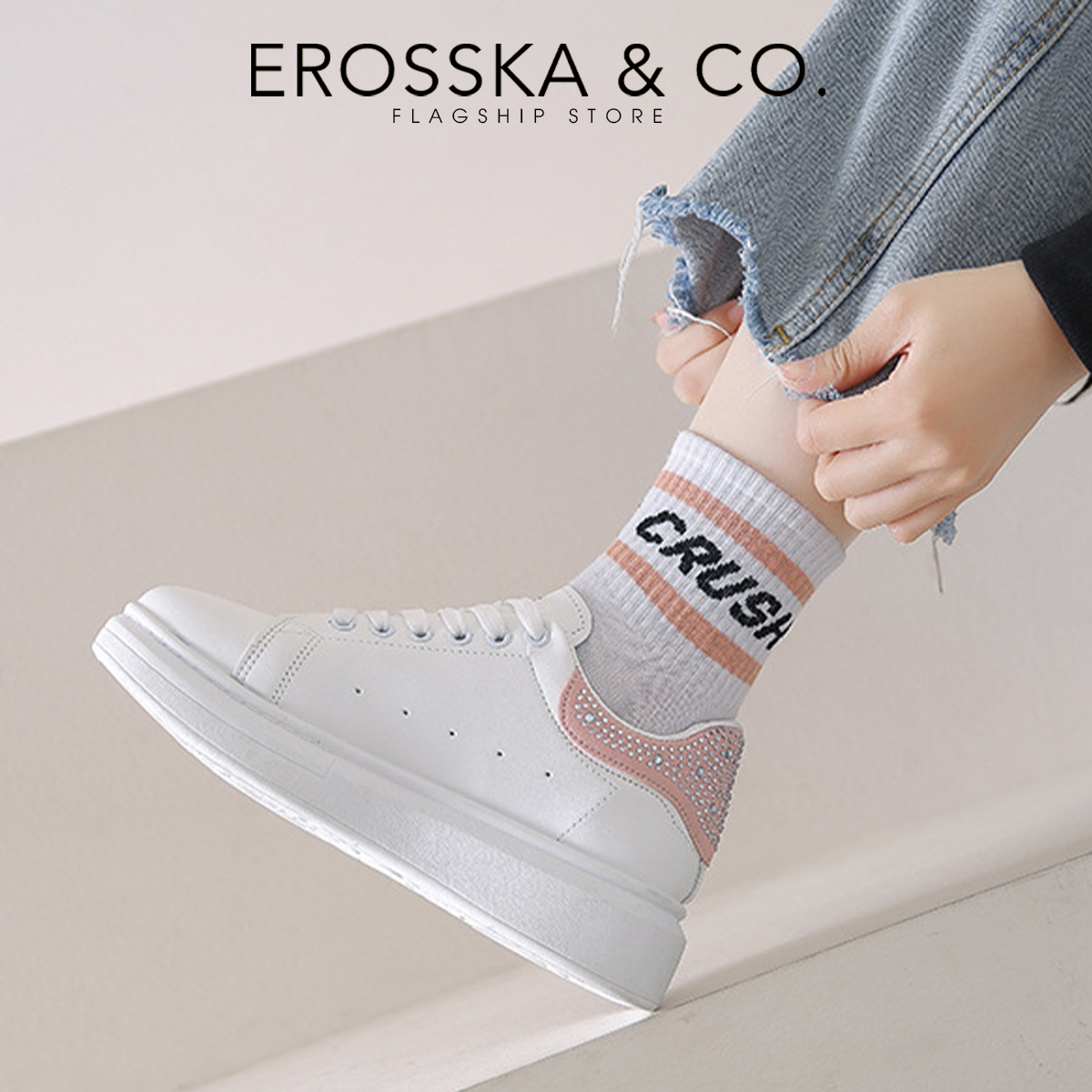 Erosska - Giày sneaker nữ đi học kiểu dáng basic trẻ trung  - GS008