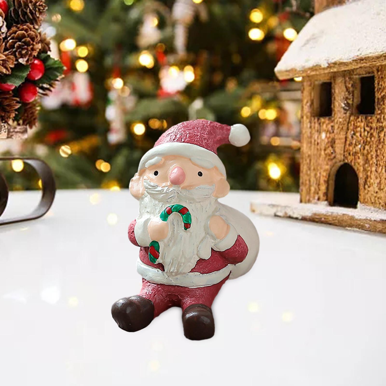 Christmas Figurine Creative Miniature Statue for Tabletop Fairy Garden Decor