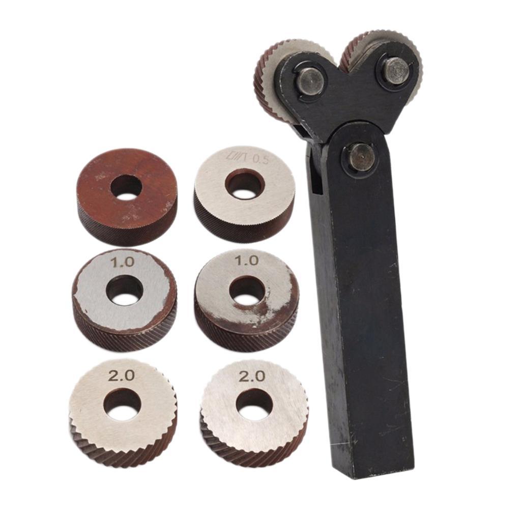 2Set Double Wheel Linear Knurling Tool Set with 0 5mm 1.5mm 2mm Replacement