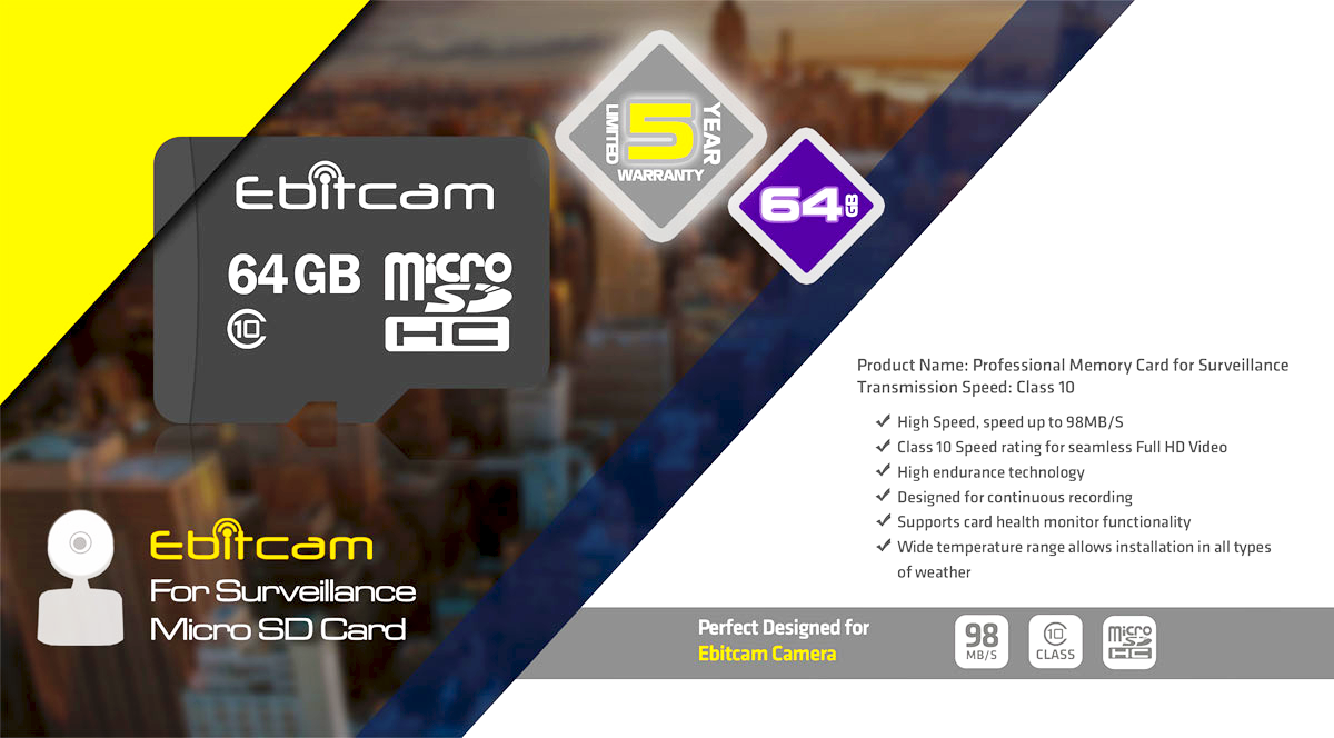 Thẻ nhớ Micro SD 64GB EBITCAM Ultra Class 10 - Hàng chính hãng