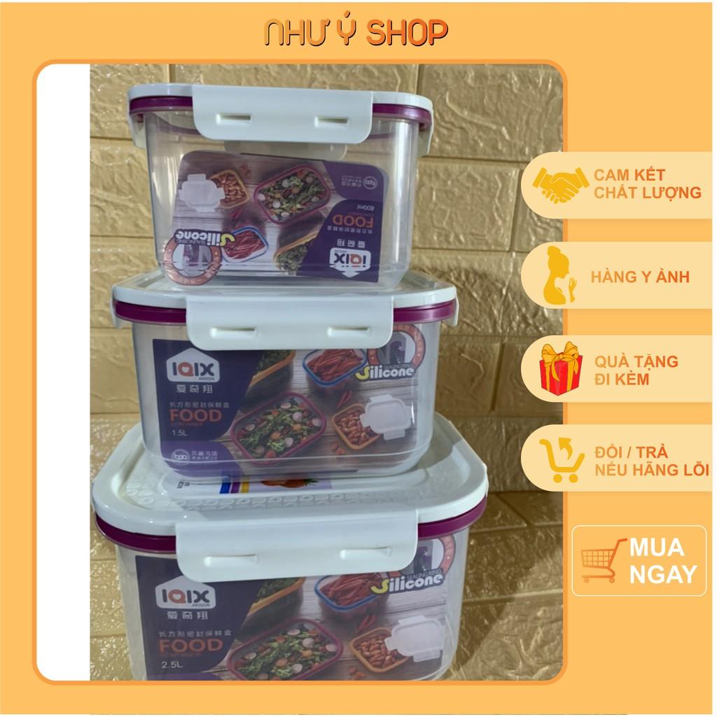 Bộ 3 hộp đựng thực phẩm có nắp 4 khóa chống tràn nước