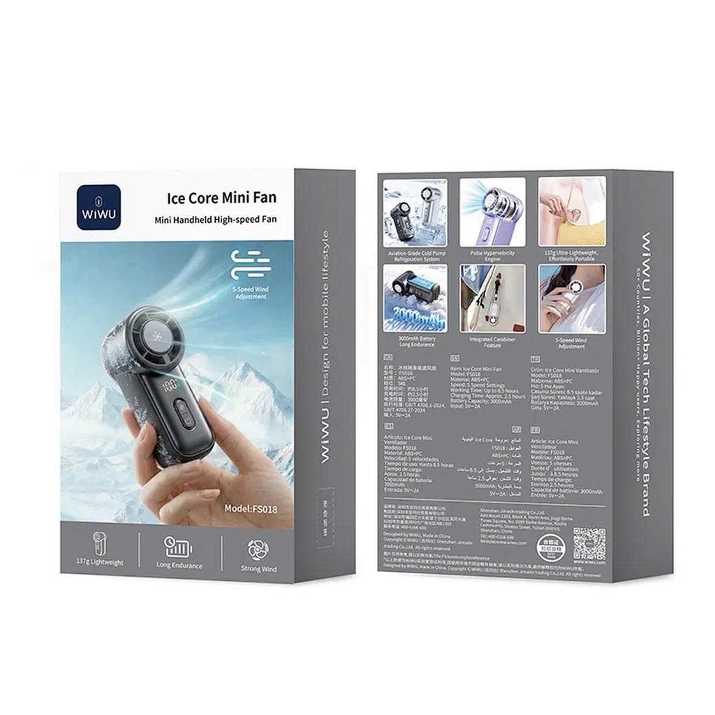 Quạt Cầm Tay Mini WIWU Wi-FS018 Ice Core - Hàng Chính Hãng