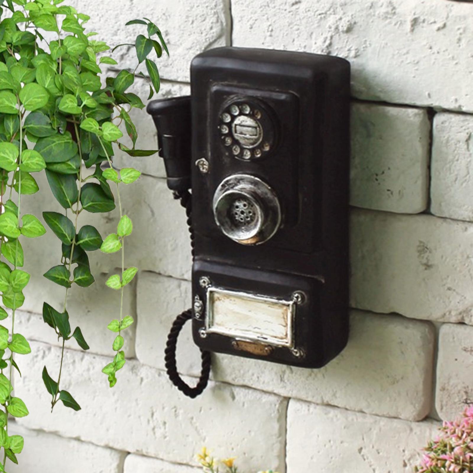 Retro Telephone Wall Art Sculpture Artwork Corded Phones Antique Rotary Dial Telephone for Window Display Hotel Shop Gifts Decors