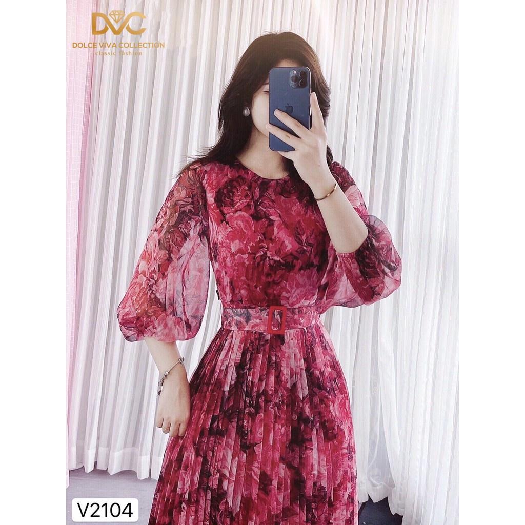 Đẹp Shop DVC Váy xòe hoa chân dập li V2104 - Kèm video và ảnh trải sàn
