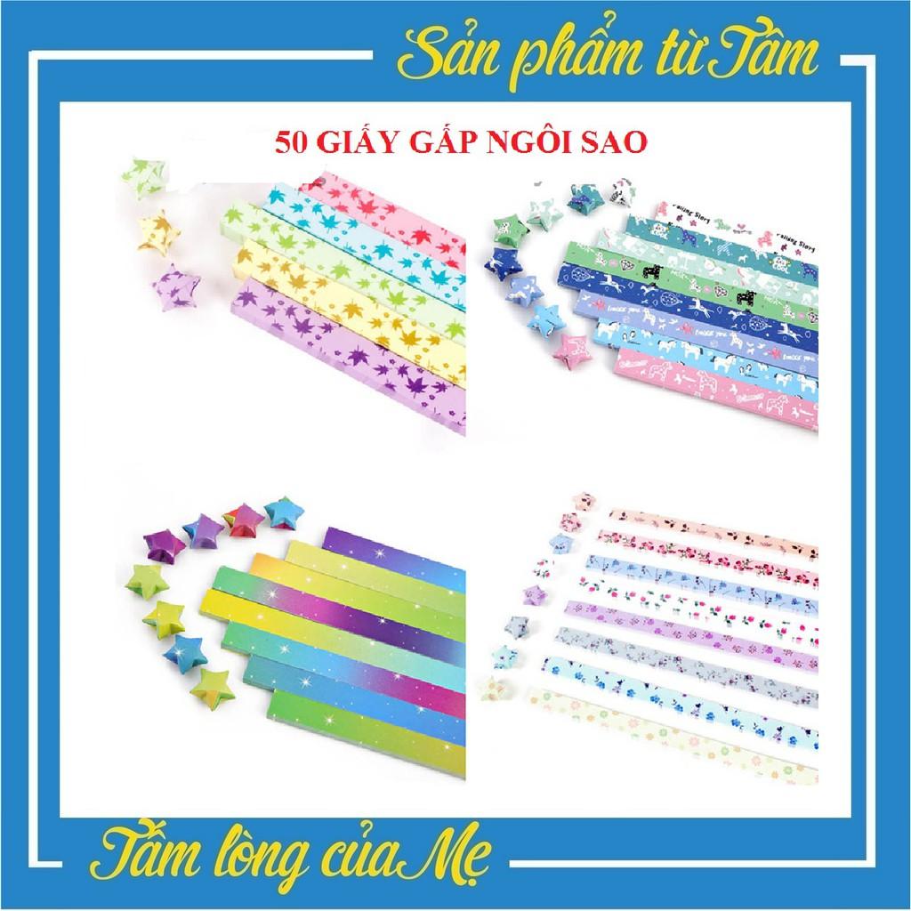 Bộ 50 Giấy Gấp Sao Nhiều Màu - In màu, origami star