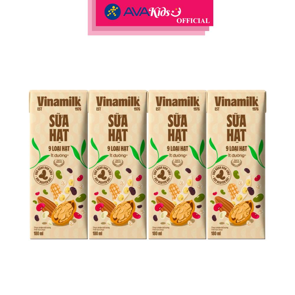 Lốc 4 hộp sữa hạt Vinamilk 9 loại hạt 180 ml (từ 4 tuổi) - Hàng Chính Hãng