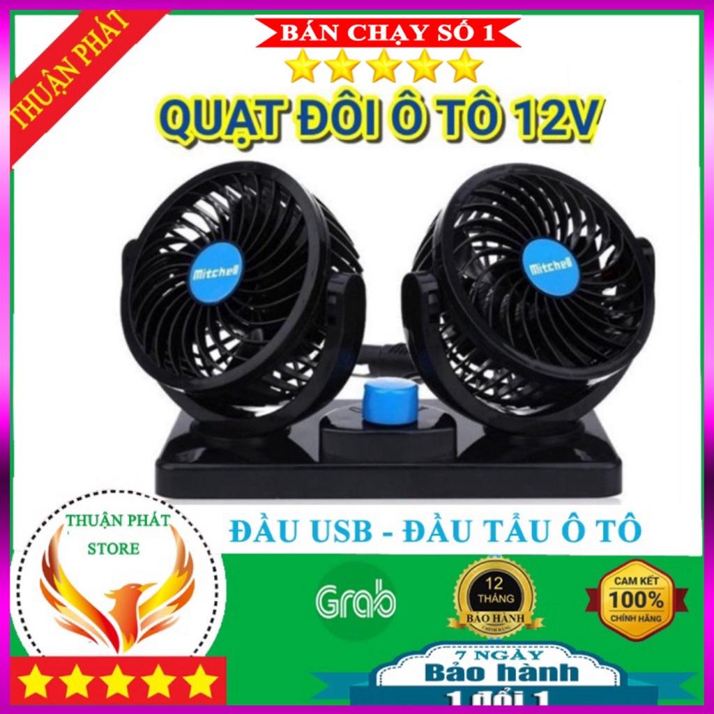 Quạt máy đôi mini 12v cho ô tô