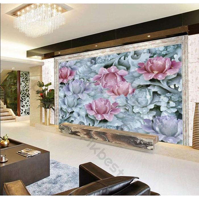 Tranh dán tường Tranh phong thủy hoa sen phú quí, tranh dán tường 3d hiện đại MS626297