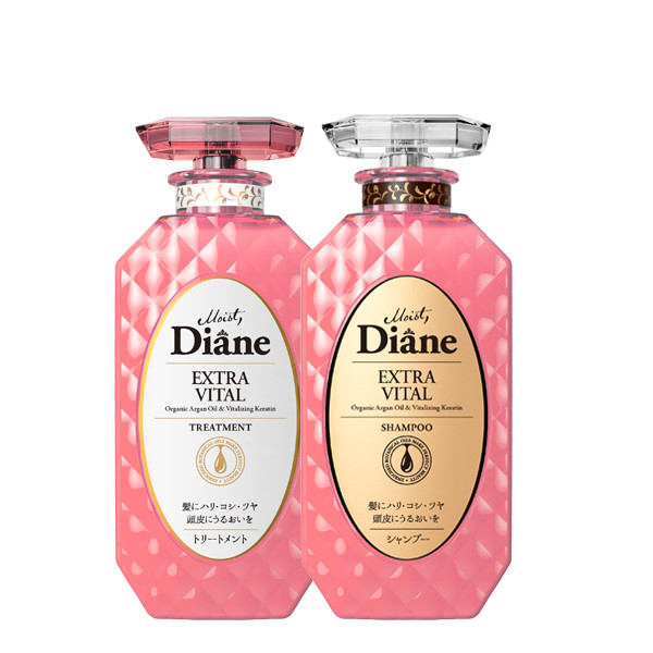 Bộ dầu gội &amp; xả tăng cường sức sống cho tóc yếu Moist Diane Extra Vital (450ml*2)