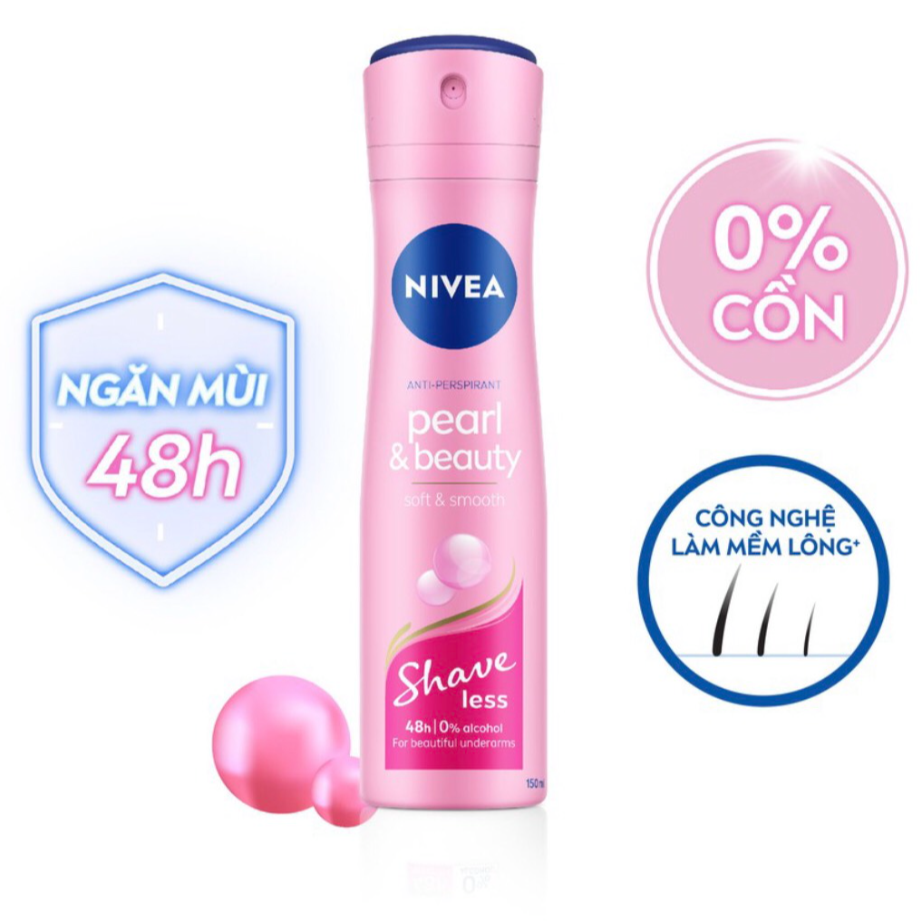 Xịt ngăn mùi NIVEA SHAVELESS ngọc trai đẹp quyến rũ (150ml)