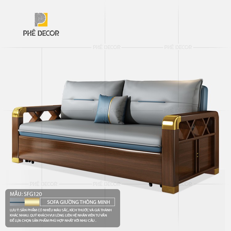 SOFA GIƯỜNG CAO CẤP - SFG120 - cao su/ Xơ dừa 1m55