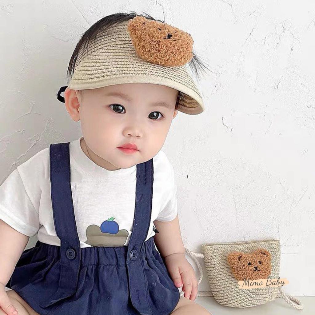 Túi cói đeo chéo đính gấu bông xù cực dễ thương cho bé TC10 Mimo Baby
