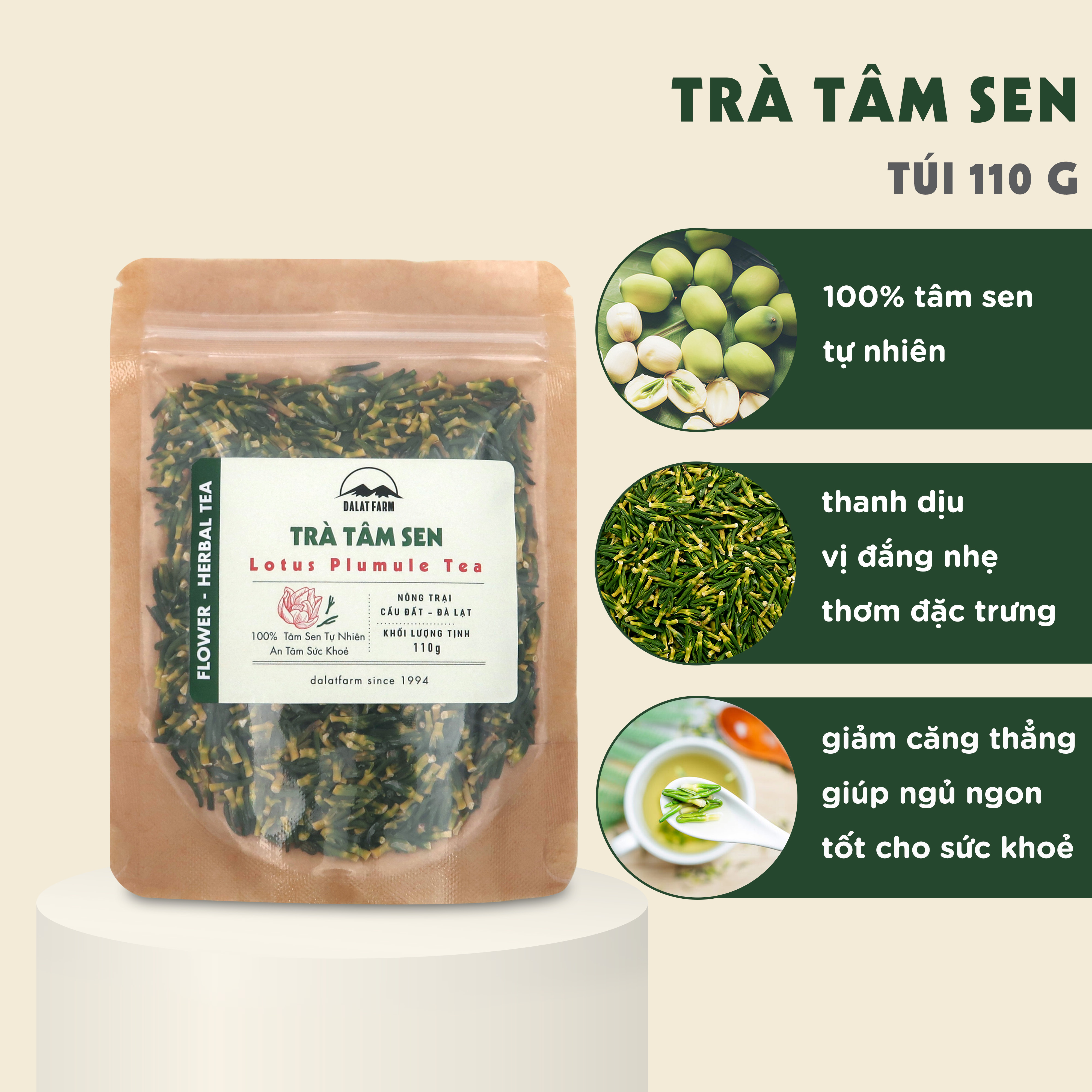 Trà Tâm Sen (Tim Sen) DalatFarm - Túi 110 g