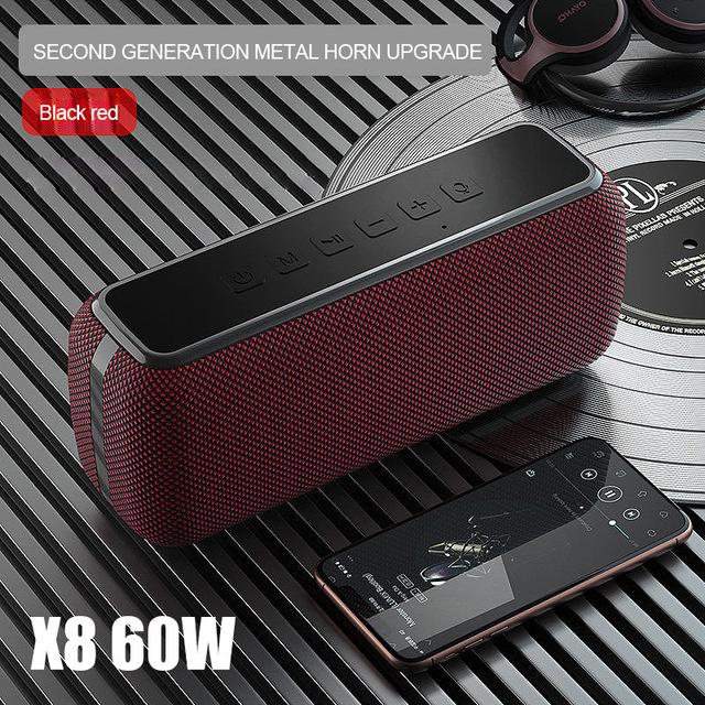 Loa bluetooth di động X8 60W có loa siêu trầm không dây IPX5 Chống nước TWS Thời gian phát 15 giờ Hỗ trợ giọng nói Hộp bass siêu trầm Màu sắc: đỏ