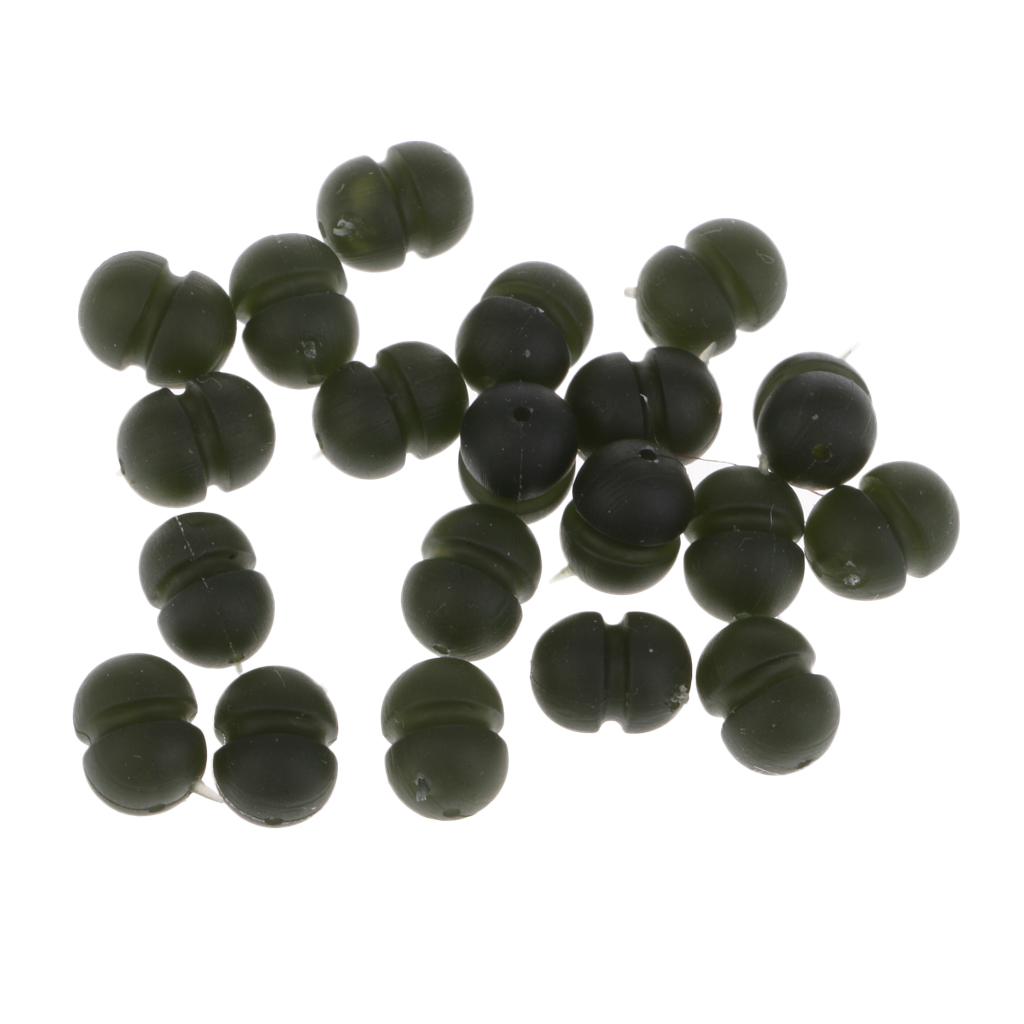 20pcs Heli/Chod Runner Beads Green Rubber Carp Fishing Terminal Rig Tackle