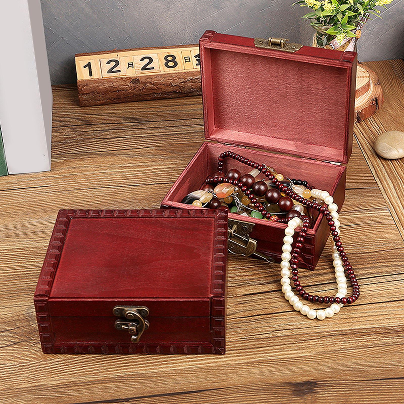 Vintage Style Wooden Box Decorative Jewelry Gift Storage Box with Lock