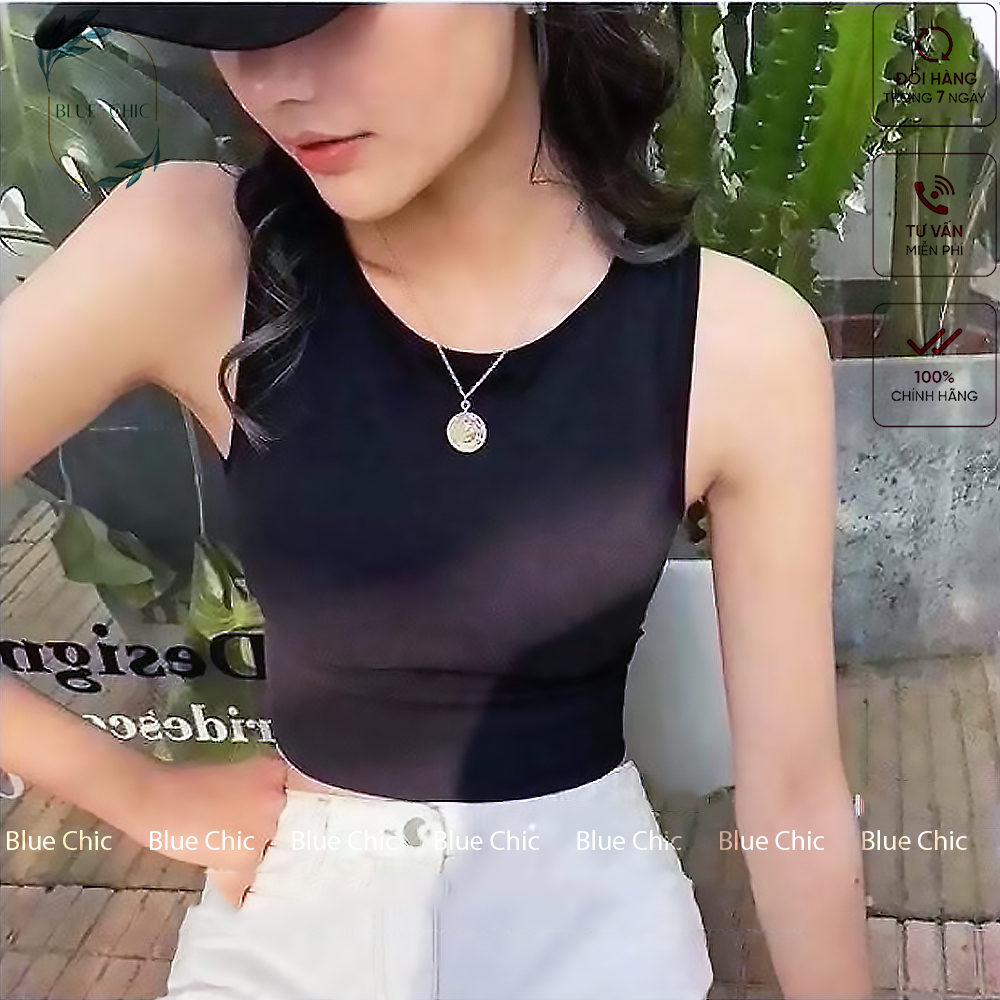Áo croptop nữ Blue Chic sát nách ba lỗ thun không tay kiểu ôm body tank top vải cotton co giãn tốt 3 màu đen trắng nâu