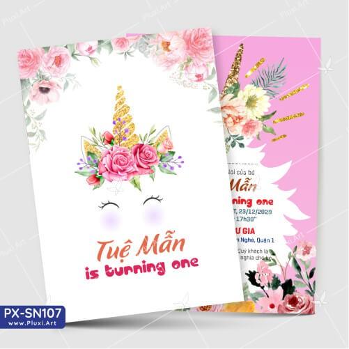 Thiệp thôi nôi – sinh nhật bé gái