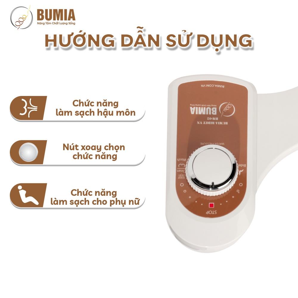 Vòi xịt vệ sinh thông minh gắn bồn cầu Bumia bidet bm02, bảo hành 36 tháng, lắp đặt vào các loại bồn cầu có sẵn tại nhà