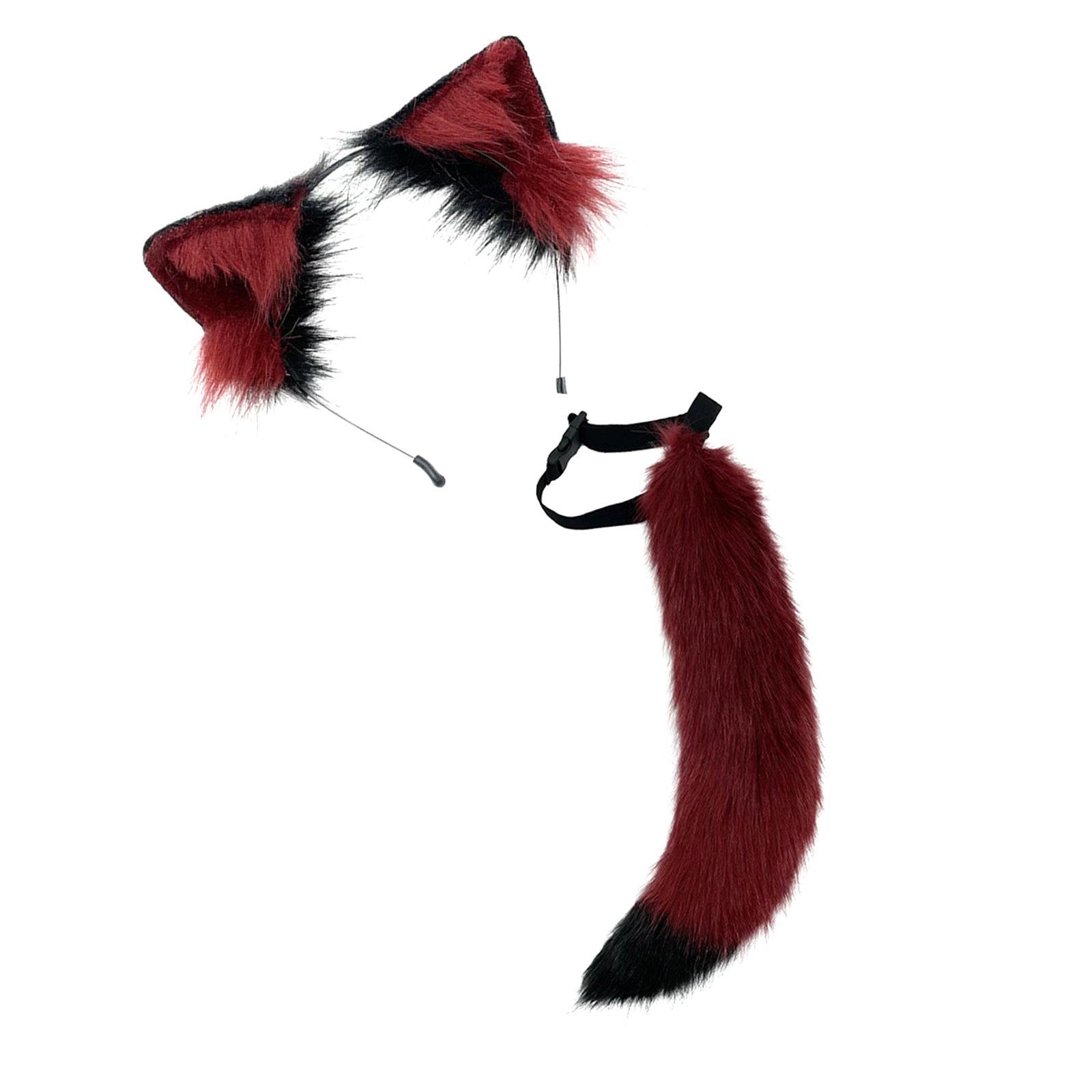 2Pieces Fox Ears Hair Hoop, Headwear Lovely Plush for Cosplay Costume Kits