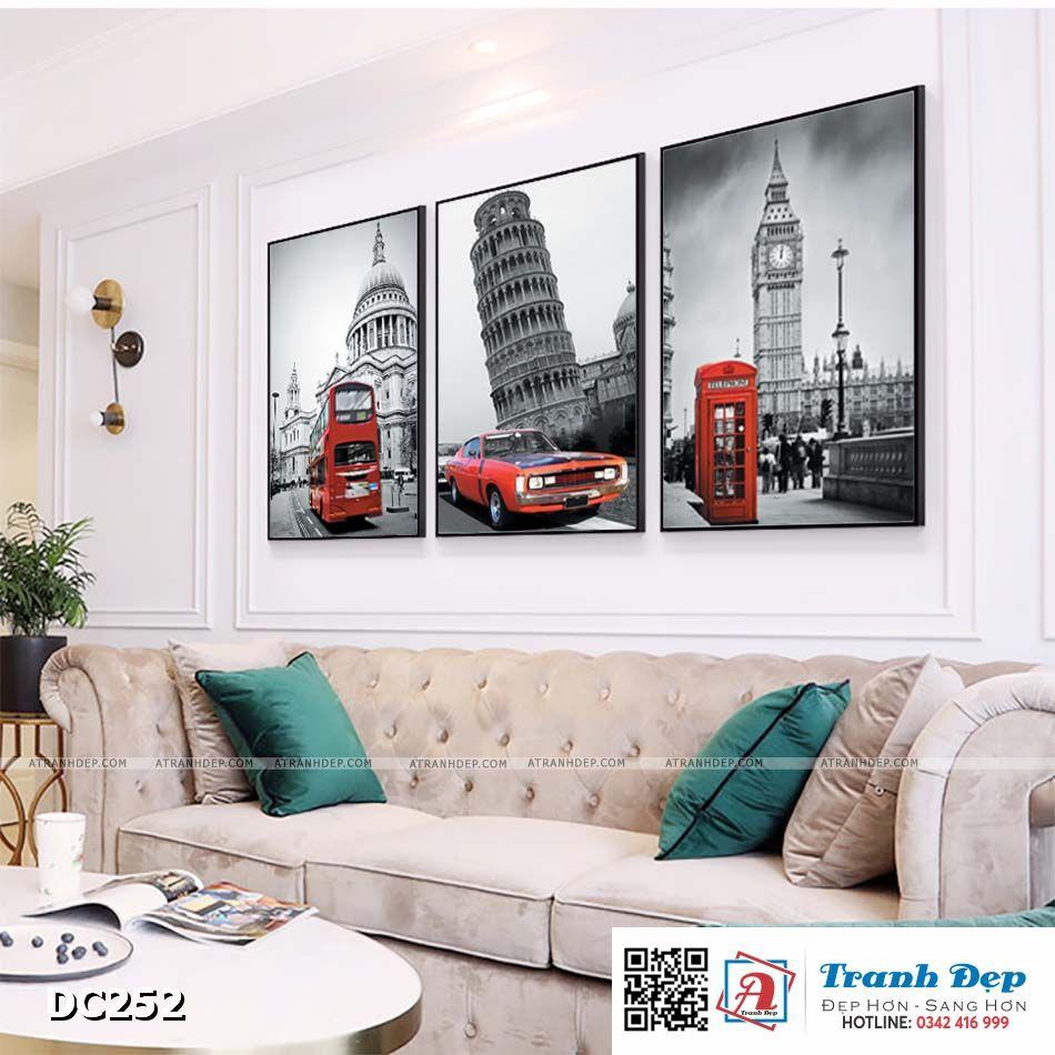 Bộ 3 tranh canvas treo tường Decor Phong cảnh Châu Âu - DC252