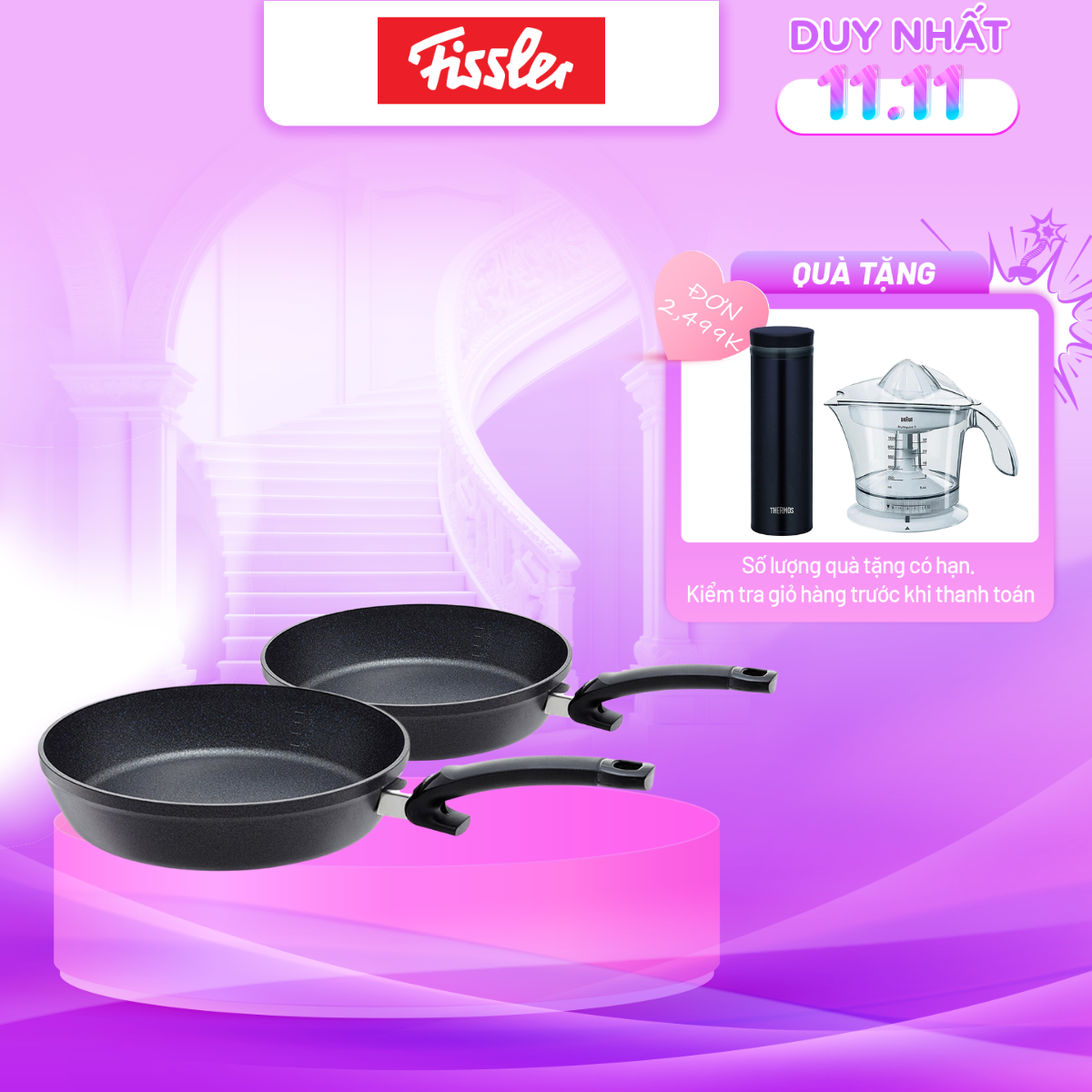 Bộ 2 chảo chống dính cao cấp Đức đáy từ Fissler Adamant Comfort 24cm&28cm
