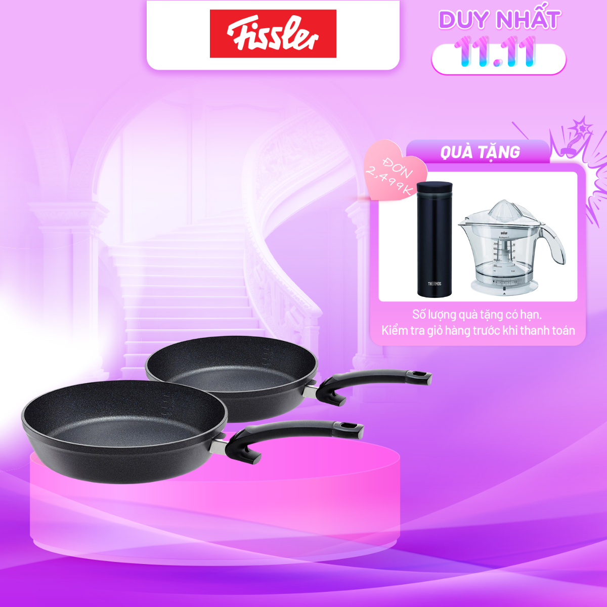 Bộ 2 chảo chống dính cao cấp Đức đáy từ Fissler Adamant Comfort 24cm&amp;28cm