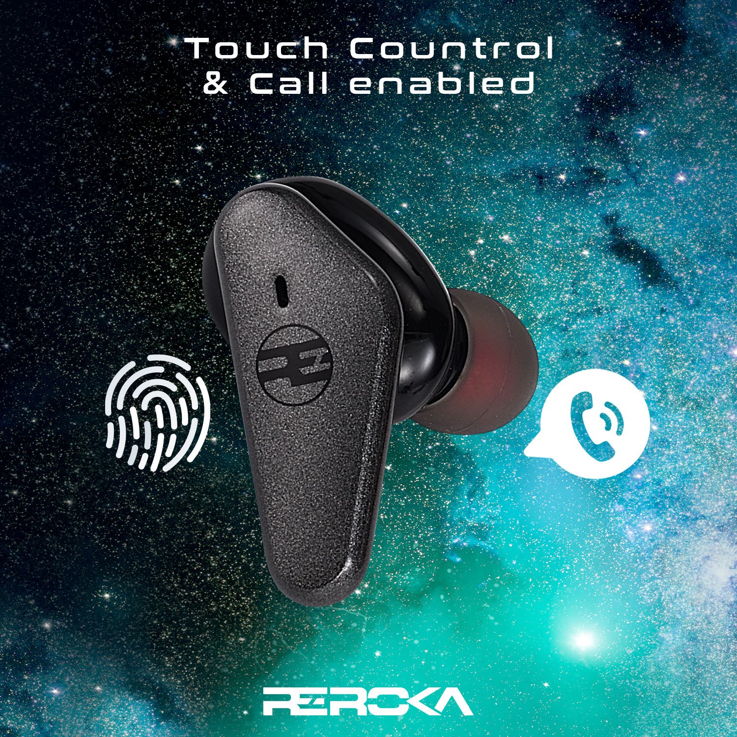 Tai Nghe Bluetooth True Wireless REROKA-TORPEDO Cảm Ứng Thông Minh,Chống Ồn,Chống Nước,Pin Trâu,Bass Trầm,Âm Thanh Hi-Fi,Không Độ Trễ,Hổ Trợ Sạc Nhanh,Hiển Thị Mức Pin Đèn LED - Hàng Chính Hãng