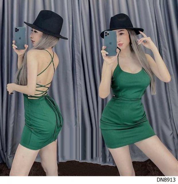 Đầm 2 dây hở lưng đan dây sexy