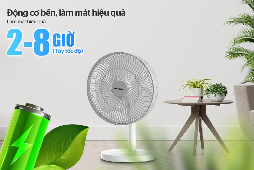 Quạt Sạc Tích Điện Sunhouse SHD7115 - Hàng Chính Hãng